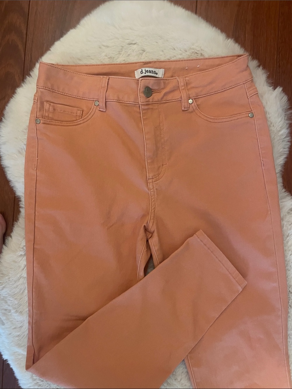 d.jeans Women's Skinny Jeans in Soft Coral Color - Picture 3 of 13
